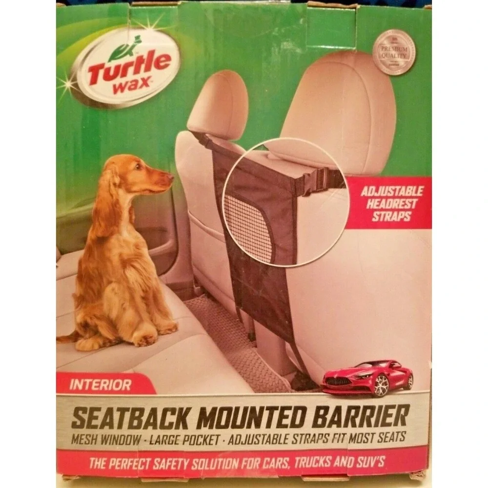 Turtle Wax Seatback Mounted Barrier Mesh Window L Pocket Adj. Straps‎ Black NIB